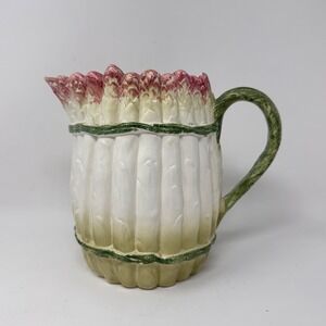 Vintage Italian Majolica Asparagus Pitcher Ceramic CB Made in Italy